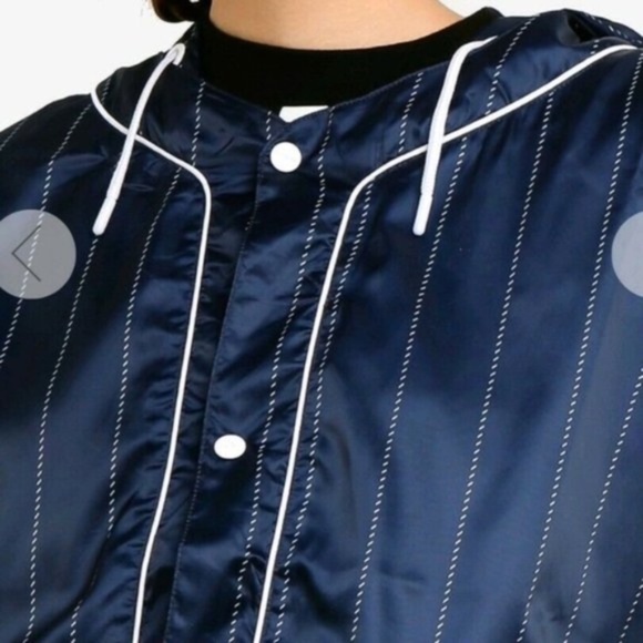 IVY PARK Baseball Pinstripe Hoodie Bomber Jacket L - Picture 6 of 16